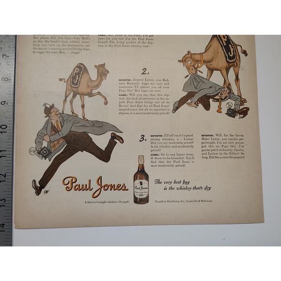 1943 Paul Jones Whiskey Print Ad Camel Comic Humor Leggo 1940s Alcohol Ephemera - Picture 5 of 6